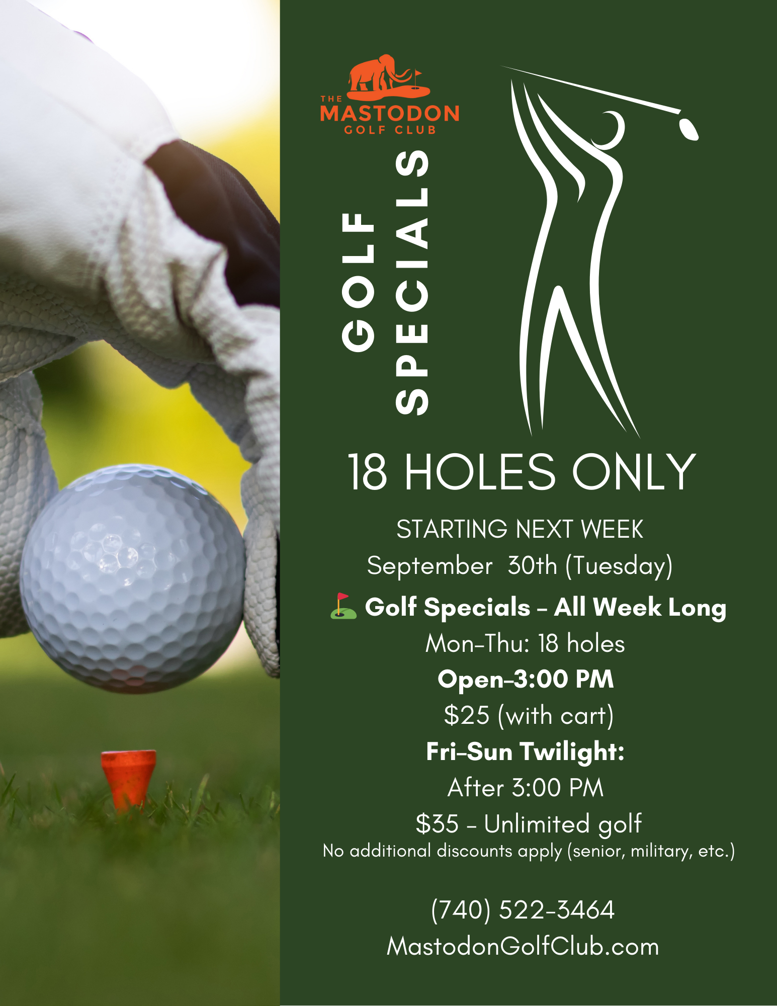 18 Holes at Mastodon Golf ad