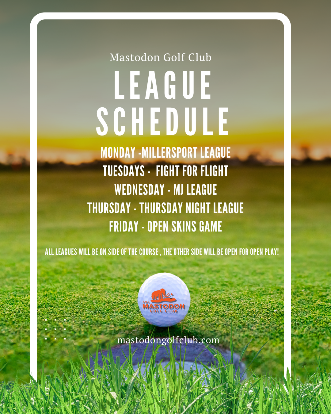 League Schedule ad